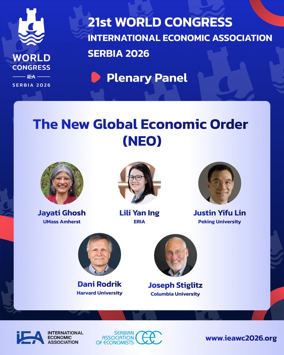 The plenary panel: The New Global Economic Order (NEO) will be part of the 21st IEA World Congress, Serbia 2026.

More information: ieawc2026.org