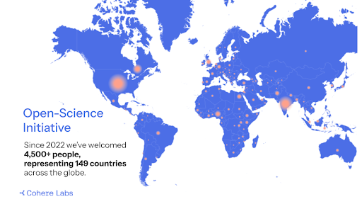 Looking for a place to connect with researchers, engineers, linguists, social scientists, and lifelong learners worldwide? 🌍 

Join our open science community to collaborate, share ideas, and push the boundaries of AI together.

Learn more: cohere.com/research/open-…