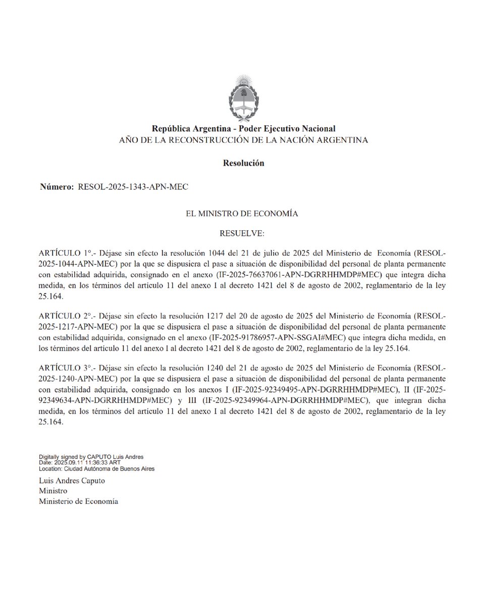 AHORA!!
EL GOBIERNO DIO MARCHA ATRÁS Y ANULÓ LOS PASES A DISPONIBILIDAD!!

EN ATE NOS ESTAMOS ACOSTUMBRANDO A GANAR!!

Presidente <a href="/JMilei/">Javier Milei</a>, ustedes se creían imbatibles pero terminaron siendo muy torpes. Viven recalculando. 
Te lo dijimos: los escribió <a href="/fedesturze/">Fede Sturzenegger</a> y son todos