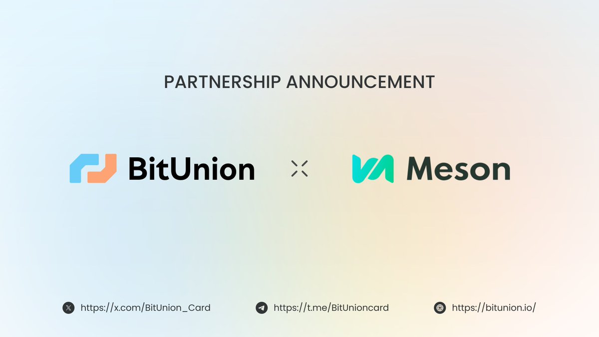 BitUnion_Card's tweet image. We’re excited to announce that #BitUnion is now fully integrated with @mesonfi !

Now you can deposit USDT from CEX directly into your BitUnion account via Meson—no more complicated transfers or cross-chain.

✅ Fewer steps
✅ Smoother experience

👉 bitunion.io
