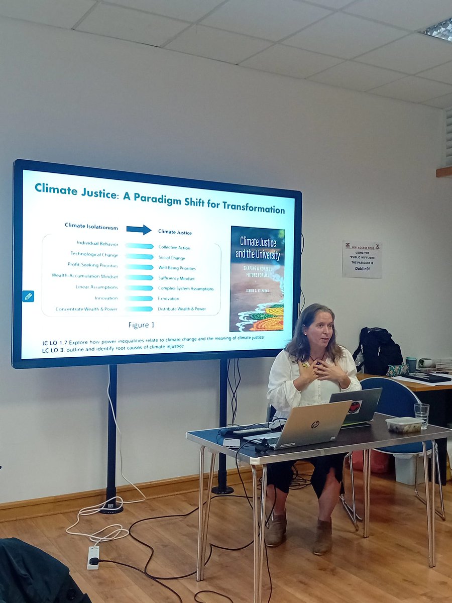 🌍 Delighted to be at the Climate Action Short Course training today in Drumcondra Education Centre. Inspiring to hear from Professor of Climate Justice, Jennie C. Stephens <a href="/MaynoothUni/">Maynooth University</a>, on driving meaningful action for a just &amp; sustainable future. #ClimateAction #ClimateJustice