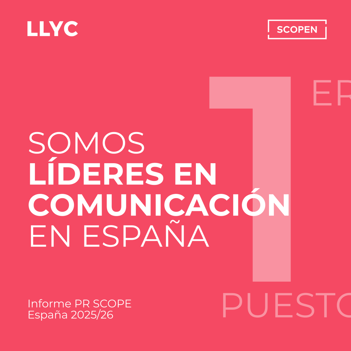 LLYC_Global's tweet photo. ¿Te perdiste esto?👀
Esta semana vivimos un momento muy especial: el informe #PRSCOPE 2025/26 de @SCOPEN_es nos volvió a situar como la compañía líder en España. Detrás de ese resultado hay un equipo que lo hace posible y clientes que confían en nosotros 👉https://t.co/Ys7ljUH7gF https://t.co/otGAbbbFE9