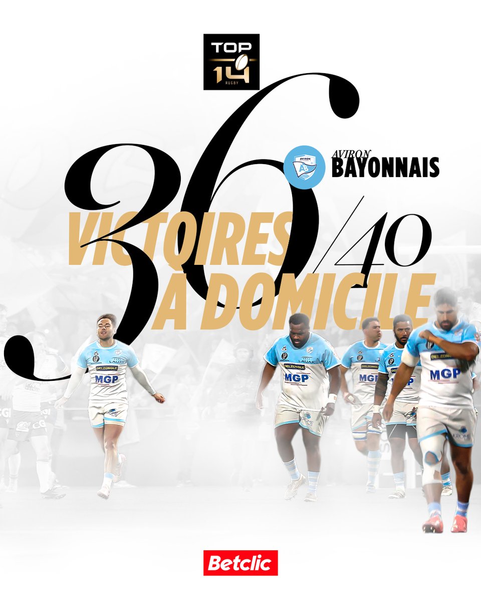 Imbattables à Jean-Dauger ? 👀

Bayonne a gagné 36 de ses 40 matchs à domicile depuis son retour en #TOP14 et reste sur 14 victoires consécutives 🏠🔥
Sa plus longue série dans l’élite !

#AvantMatch📊