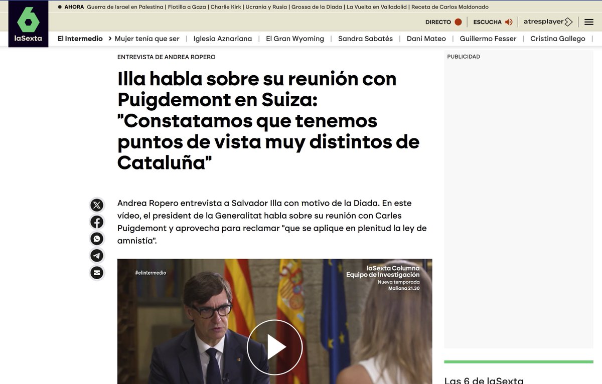 El President Illa es devia reunir amb algú que es va fer passar per mi, perquè a Suïssa no ens hi hem vist mai.

I sí, tenim punts de vista molt diferents sobre Catalunya:

--La vull independent i lliure, i ell la vol depenent i sotmesa.
--Vull una Catalunya on tothom, inclosos