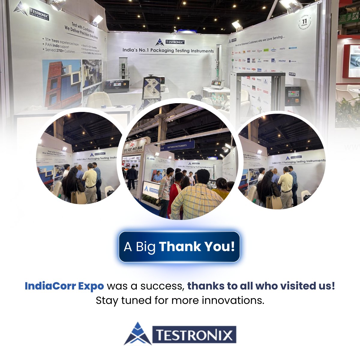 Testronixinc's tweet image. We loved connecting with industry leaders &amp;amp; showcasing our latest testing technologies at #IndiaCorrExpo 🚀

Your excitement drives us to keep pushing boundaries in #PackagingInnovation. Let’s shape a stronger, smarter future together! 💼

#TestronixInstruments #ExpoHighlights