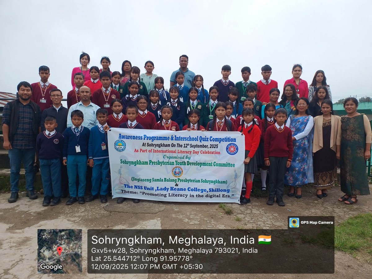 NssLady's tweet photo. Awareness Programme and interschool Quiz Competition at Sohryngkham village to commemorate International Literacy Day 2025, Six schools from UP and Secondary section participate in the programme @_NSSIndia @CellNehu @nss_rdguwahati @YASMinistry https://t.co/aLhENXkhlS