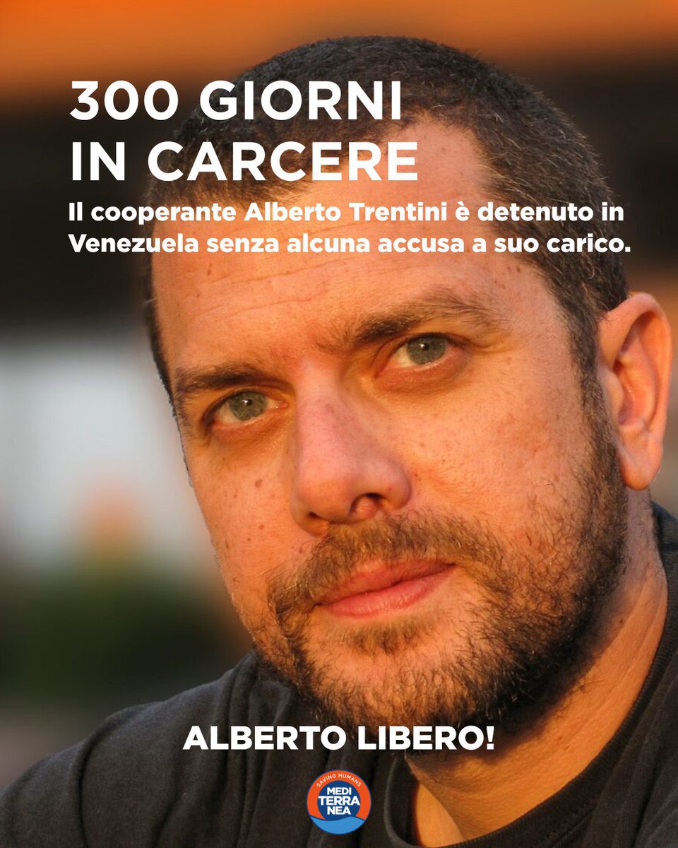 Da 300 giorni il cooperante Alberto Trentini è detenuto nelle carceri venezuelane senza alcuna accusa.

Come Mediterranea, chiediamo un immediato ed efficace intervento del Governo italiano affinché Alberto torni presto libero.

#FreeAlberto #AlbertoLibero
#AlbertoTrentiniLibero