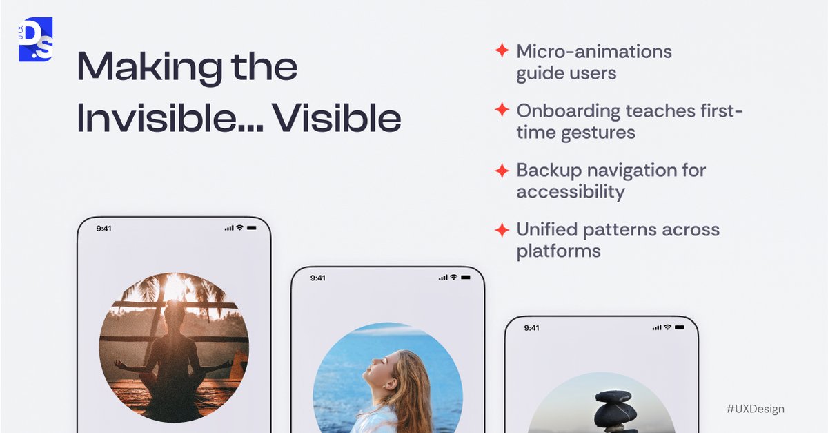 design__studio's tweet image. Buttons are disappearing, and UX is evolving. From immersive swipes to invisible controls, gestures are changing the way we interact with apps—but are users ready? 💡

👉 Swipe through to see the risks, benefits, and how designers are making the invisible… visible.
.
.…