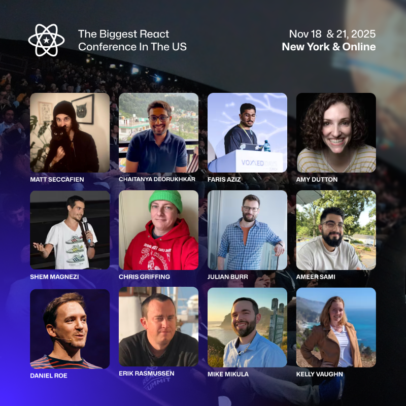 ReactSummit's tweet photo. 😎The full lineup is out! Meet the React &amp; related core teams, explore the latest AI and full-stack trends at React Summit US — all next to the Statue of Liberty.

Secure your spot for Nov 18 &amp; 21!