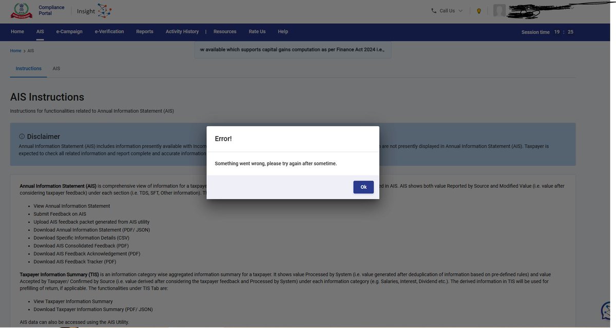 sangiredE's tweet photo. AIS portal is not working. 
#Extend_Due_Date_Immediately #extend_ITR_TAR_duedates #extend_due_dates_immediately @IncomeTaxIndia @nsitharaman https://t.co/EoKNkIaGbp