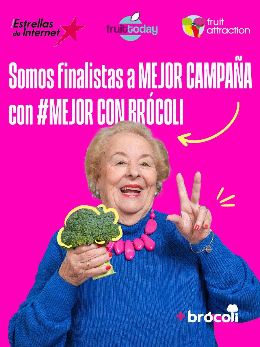 Desde +Brócoli estamos muy emocionados porque somos finalistas a #MejorCampaña en los Premios Estrellas de Internet organizados por Fruit Today Magazine 👏👏😍😍

¡En Fruit Attraction conocemos el resultado!