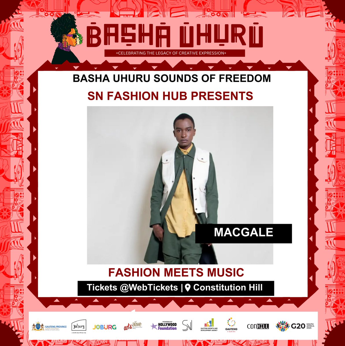 VisitConHill's tweet photo. Get ready for Music Meets Fashion at Basha Uhuru Sounds of Freedom! Don’t miss MacGale, a Soweto-born fashion brand that tells stories through fabric & culture. 🎟️R350 each, 5 for R1000, 10 for R1500 https://t.co/aThHKWODgJ
📅 13 Sept 2025
🚫 No under 18s allowed #BashaUhuru https://t.co/cD3bL4Ox7t