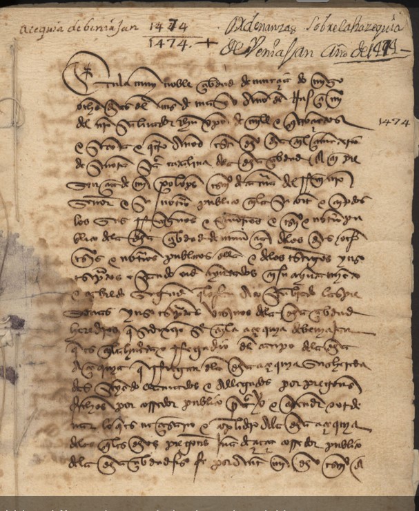 ⚖️ Actas notariales del juntamento de los herederos de la Acequia de Beniaján, de la huerta de Murcia, en el que se aprueban las ordenanzas de riego de dicha acequia (8-5-1474)

#AGRM. Heredamiento de la Acequia de Beniaján (FM,1018/5)