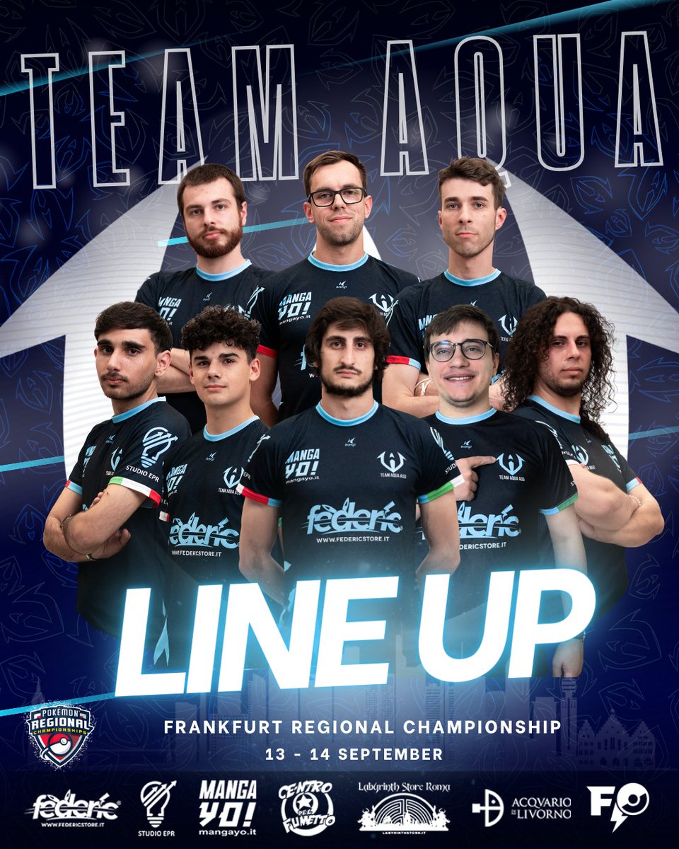 The first major of the season is around the corner and our lineup is ready to take the stage. 💪
​
Get ready to see <a href="/TrainerRobVGC/">Roberto Parente</a>, <a href="/Olymak4/">OlymakVGC</a>, <a href="/Fire_Gohan/">Riccardo Appamea</a>, <a href="/MeninoJardim/">Edu</a>, <a href="/DeivVGC/">Hahadeiv</a>, <a href="/IlbonaVGC/">Leonardo Bonanomi</a>, <a href="/miragliavgc/">@DedeMira_VGC</a> and <a href="/NPollato/">nicolò pollato</a> in Frankfurt this weekend.

#GoTeamAqua 🌊