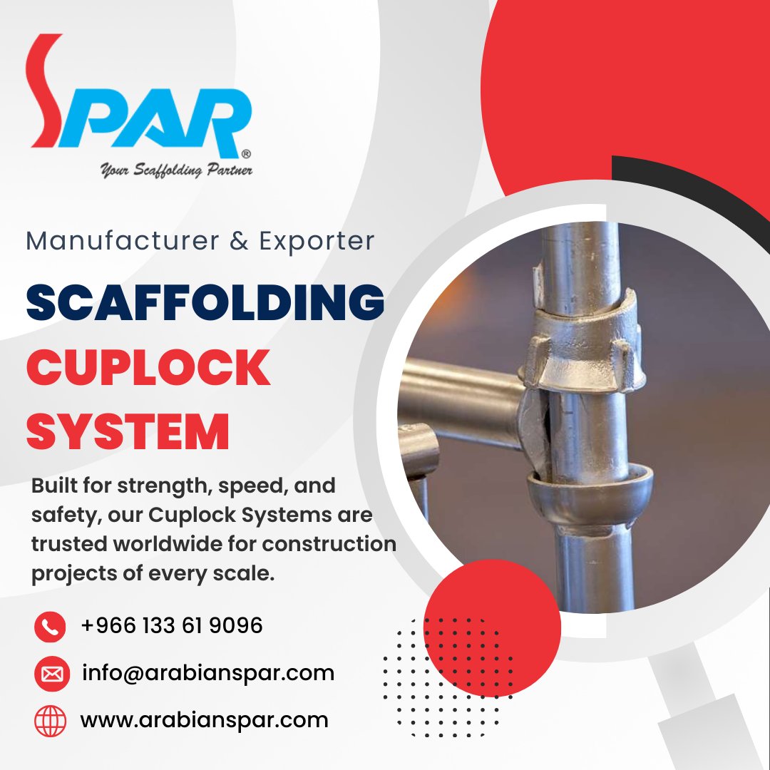 ArabainSpar's tweet image. Reach New Heights with Our Cuplock Scaffolding System!
👉As a leading manufacturer and exporter of scaffolding cuplock systems
🌐 arabianspar.com
#arabianspar #scaffoldingcuplock #cuplockSystem #cuplock #couplockstand #scaffoldingservices #scaffolding #ScaffoldingExperts