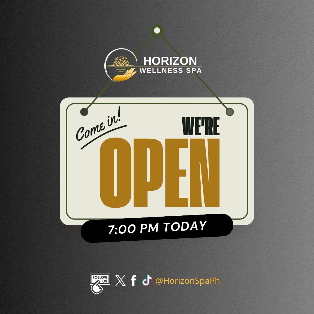 🛠️✨ Advisory: Horizon Spa Kamuning will be opening later than usual today as we are conducting a general cleaning. Doors will open at 7:00 PM. Thank you for your understanding — we look forward to welcoming you soon! 🌇💆‍♂️