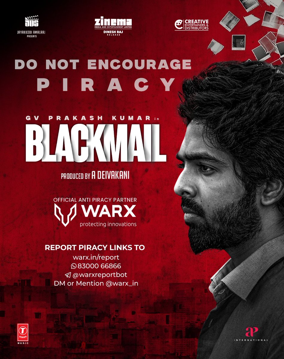Wrongfully accused. Emotionally broken. Ready to fight back.

Blackmail is a gripping tale of justice, family, and the harsh reality of social blackmail.
🔥 With <a href="/gvprakash/">G.V.Prakash Kumar</a> 's in a never-seen-before role.

📽️ This is more than just a movie — it’s a statement.
Only on the big