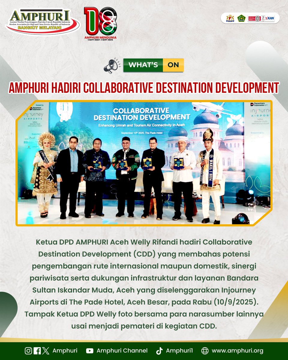 Ketua DPD AMPHURI Aceh Welly Rifandi hadiri Collaborative Destination Development (CDD) yang membahas potensi pengembangan rute internasional maupun domestik, sinergi pariwisata serta dukungan infrastruktur dan layanan Bandara SIM, Aceh di Hotel Pade, Aceh Rabu (10/9/2025).