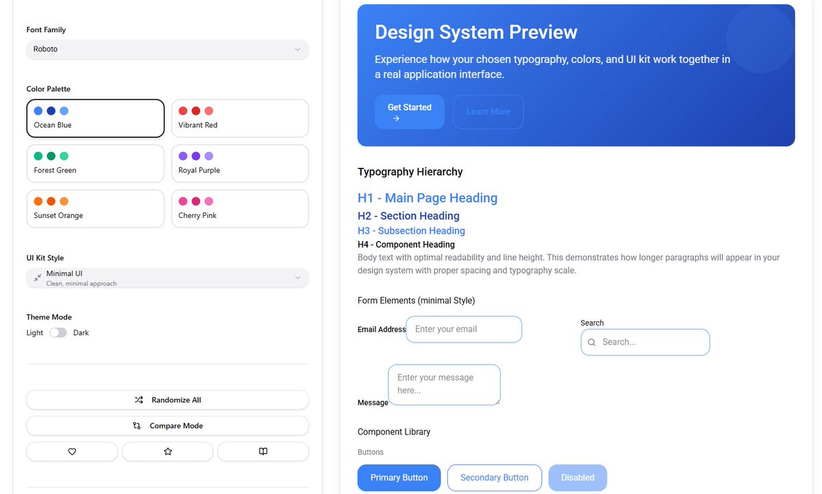 Vigy_27's tweet photo. Built a Font &amp; Color Playground in @figma  Make using only a prompt.
No code. No manual design. Just text → working tool.
Try fonts, colors, UI kits, compare styles, and get system suggestions.
Link: https://t.co/On8T3scaPG
What would you build with just a prompt?
#FigmaMake https://t.co/Nyi8G1OV5H