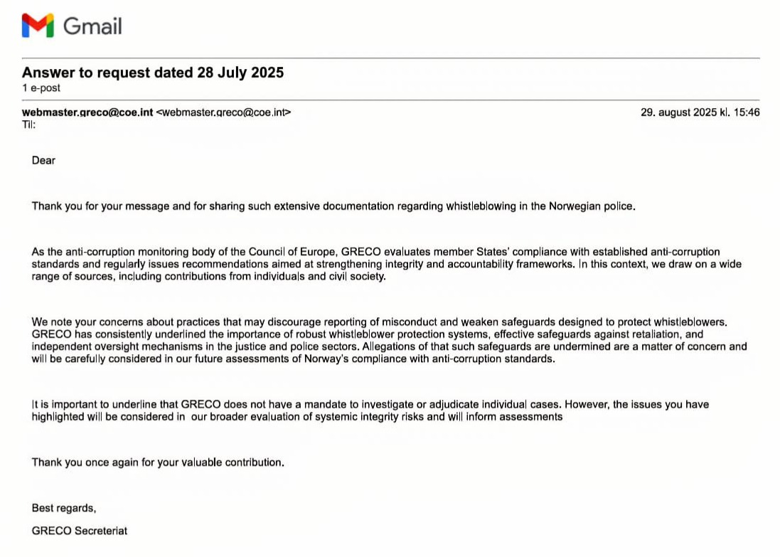Politiansattes varslingsombud (PAVO) tweet media