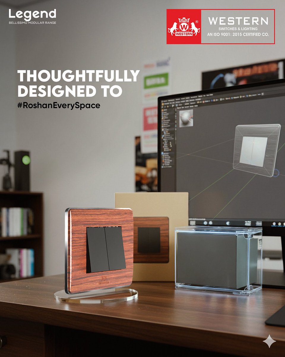WesternEleInfo's tweet image. Elegance meets innovation with the Legend Modular Range by Western Electricals.
Crafted for modern homes and premium spaces, these modular switches combine sleek design, durable performance, and effortless functionality. 
#WesternElectricals #LegendModular #ModularSwitches
