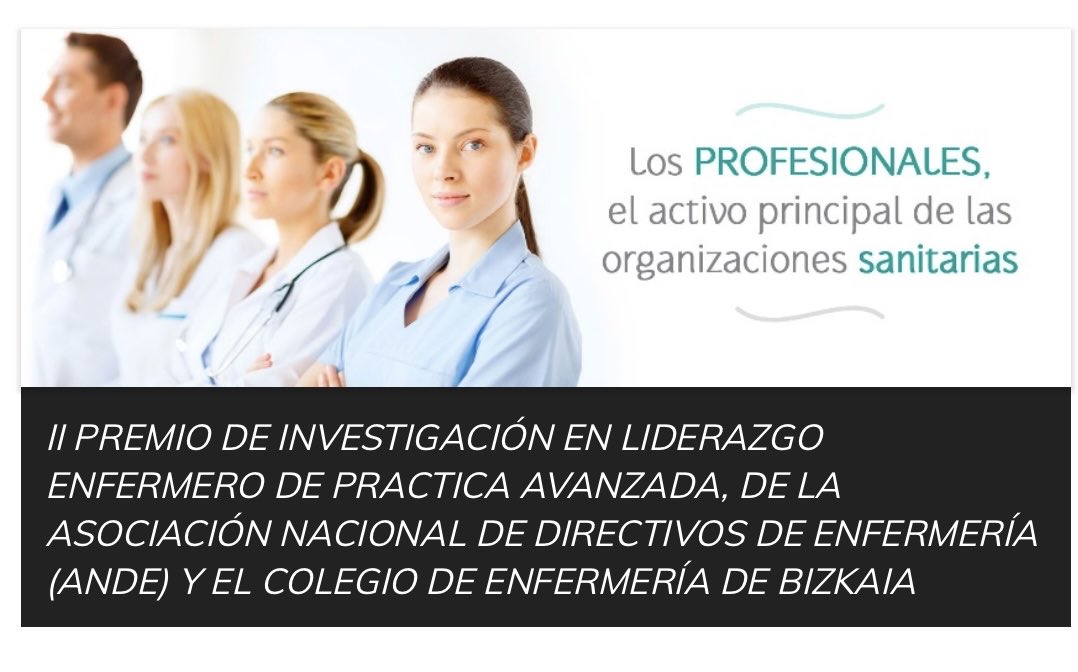 Recuerda que está abierta la convocatoria del II PREMIO DE INVESTIGACIÓN EN LIDERAZGO ENFERMERO DE PRACTICA AVANZADA convocado por ANDE y
<a href="/ColEnfBizkaia/">Colegio de Enfermería de Bizkaia</a>.  El plazo de presentación de trabajos finaliza el 31 de enero de 2026. 📝Bases: ande.org/ii-premio-de-i…