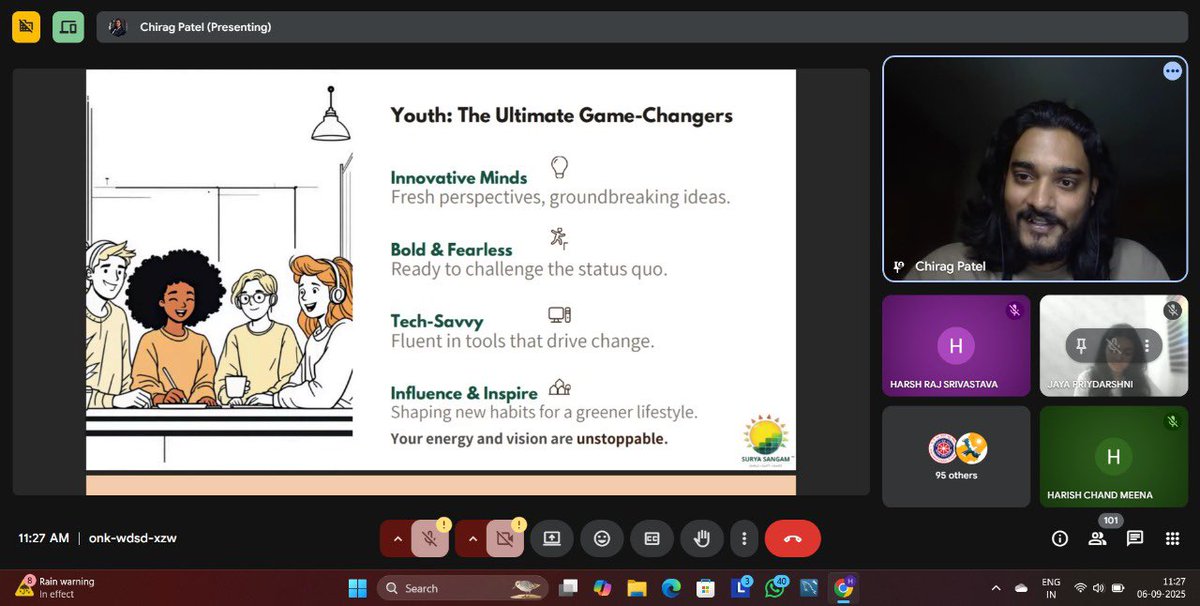 NSS NSUT Cell, on September 6th, successfully hosted a webinar with Surya Sangam and Social Purpose Trust on Youth's Role in India's Clean Energy Transition. The CEO, Mr. Chirag Patel motivated us to become active leaders in the clean energy revolution. #nss #nsut #cleanenergy