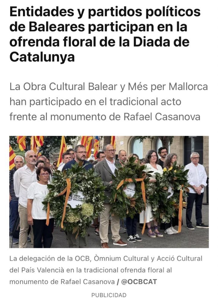 Lamentable celebración de la “Diada de Cataluña” por entidades pro secesionistas de Baleares 

Lamentable celebració de sa “Diada de Catalunya” per entitats pro secessionistes de Balears

#SomBalearsNoCatalans
#SomosEspañoles 

#ConvivenciaBalear