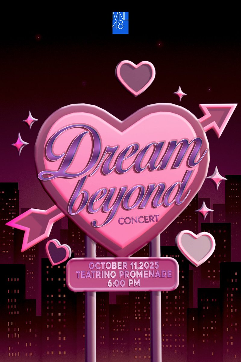 The dream continues! ✨ Join us for MNL48 Dream Beyond Concert 

The Dream Continues on Oct 11, 6PM, Teatrino Promenade, Greenhills. 

Expect amazing performances, surprise announcements &amp; the 5th Gen reveal! 

Tickets online Sept 15 👉 mnl48.ph
#DreamBeyondConcert