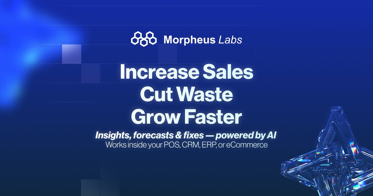 Raw data alone won’t grow your business. 

With <a href="/morpheuslabs_io/">Morpheus Labs</a>, the new AI Agent turns POS, CRM, ERP &amp; eCommerce data into clear insights, forecasts &amp; actionable suggestions helping owners restock, boost margins &amp; run smarter promotions.

#mind #web3 #ai