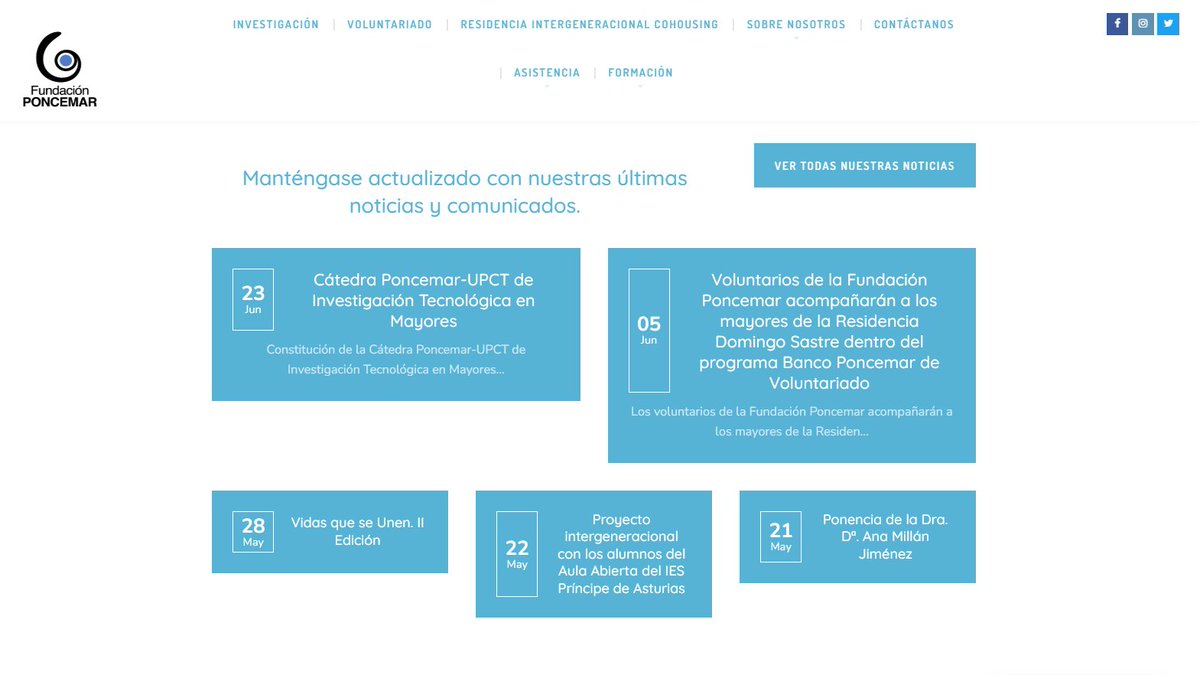 ¡Estamos de estreno!
Inauguramos nuestra nueva página web, donde encontrarás toda la información sobre nuestros servicios: Asistencia, Investigación, Formación, Residencia Cohousing, Voluntariado y mucho más.

📍 ¡Y aquí nos tienes! 👉🏼 fundacionponcemar.com