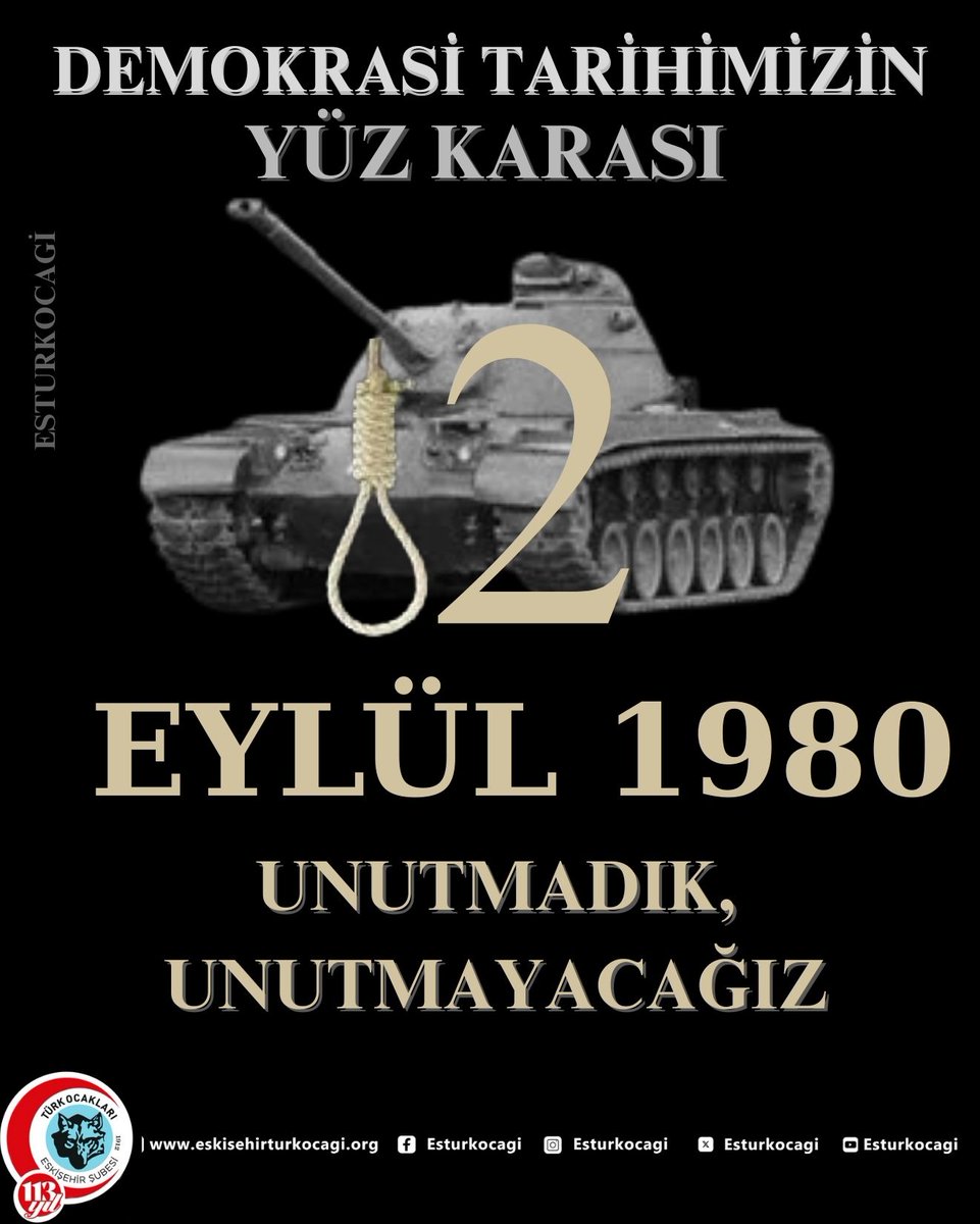 12 Eylül bir yüz karası! 12 Eylül Devleti huzur ve adalet içerisinde yönetmek mecburiyetinde olanların, bunu beceremeyenlerin, ülkeyi bölünme noktasına getirenlerin, beceriksizliklerini; ... eskisehirturkocagi.org/anma-gunleri/1…