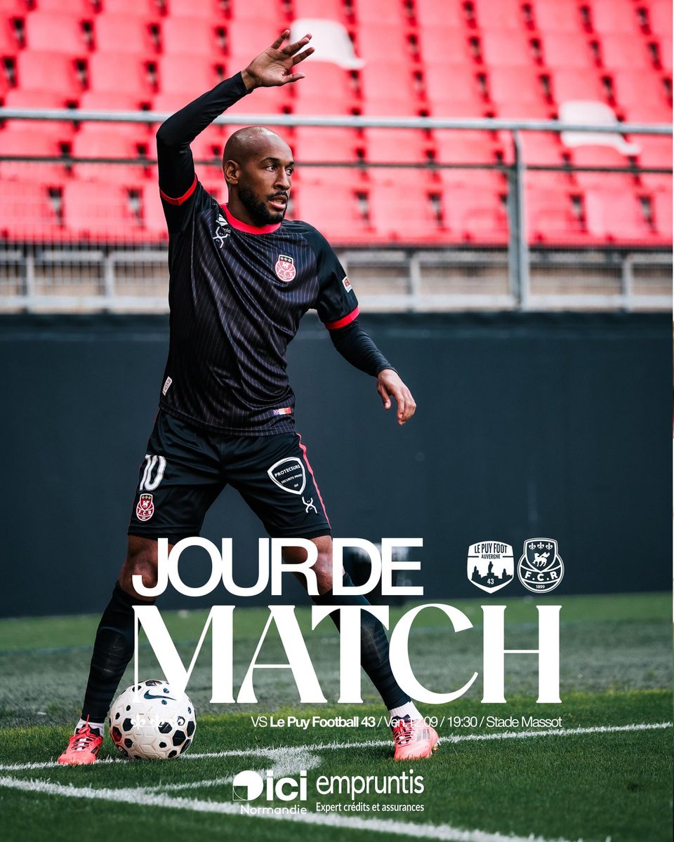 🔴 𝐉𝐨𝐮𝐫 𝐝𝐞 𝗺𝗮𝘁𝗰𝗵⚪️

📅 <a href="/NationalFFF/">Championnat National</a> - Journée 6
🆚 <a href="/lepuyfoot/">Le Puy Foot 43</a>
⏰19:30
🏟 Stade Massot
🎟️ 10€
💬 Match en direct commenté sur notre compte X
📺 Diffusé sur YouTube 👉 youtube.com/watch?v=I9VxmX…

#TeamFCR #Rouen #Normandie #FCR1899