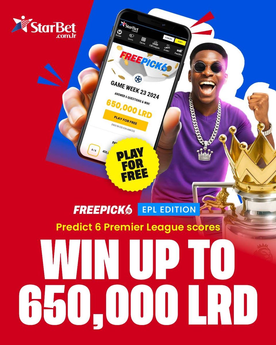 starbetliberia's tweet image. Welcome to FreePick6, where your prediction skills can lead you to big wins! Each week, you have the chance to predict the correct scores of 6 selected football games. Think you’ve got what it takes?&quot;
starbet.com.lr/splash/free2pl…
#StarbetLiberia #starbet #predictscore