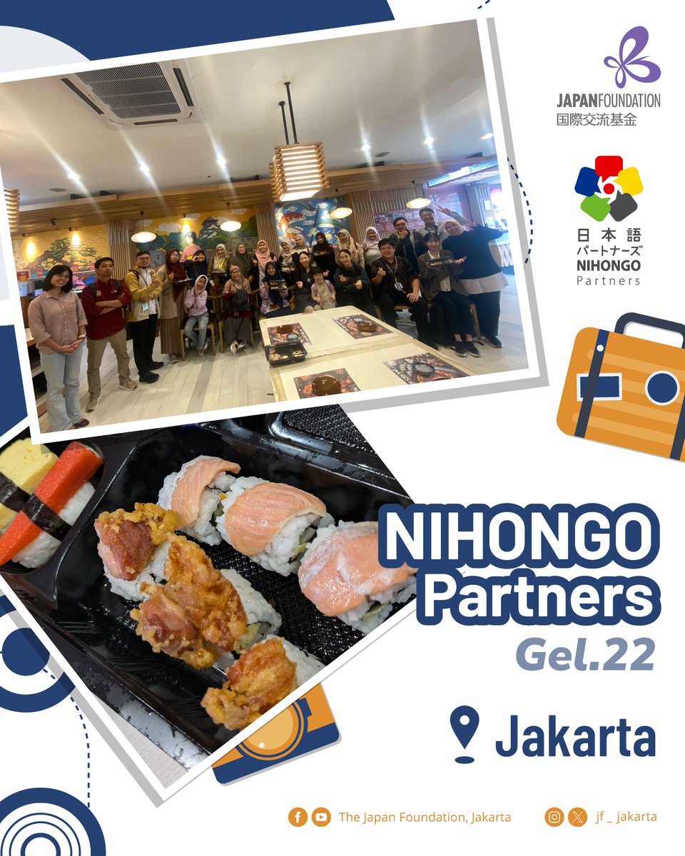 JF_Jakarta's tweet photo. Hai, Sahabat JF!

Kisah NIHONGO Partners Gelombang 22 berikutnya datang dari NIHONGO Partners yang bertugas di SMKN 46 Jakarta &amp; SMKN 50 Jakarta.

Yuk, simak cerita lengkapnya di akun Instagram @jf_jakarta~ 

#NIHONGOPartners #JFJakarta https://t.co/iDMzzwaDVg