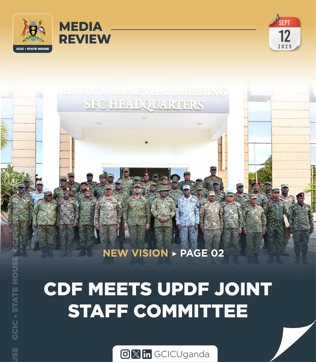 Gen. Muhoozi Kainerugaba chaired the UPDF Joint Staff Committee, bringing together Service Chiefs, Division Commanders, and Chiefs of Staff for high-level leadership deliberations.
#GCICMediaReview