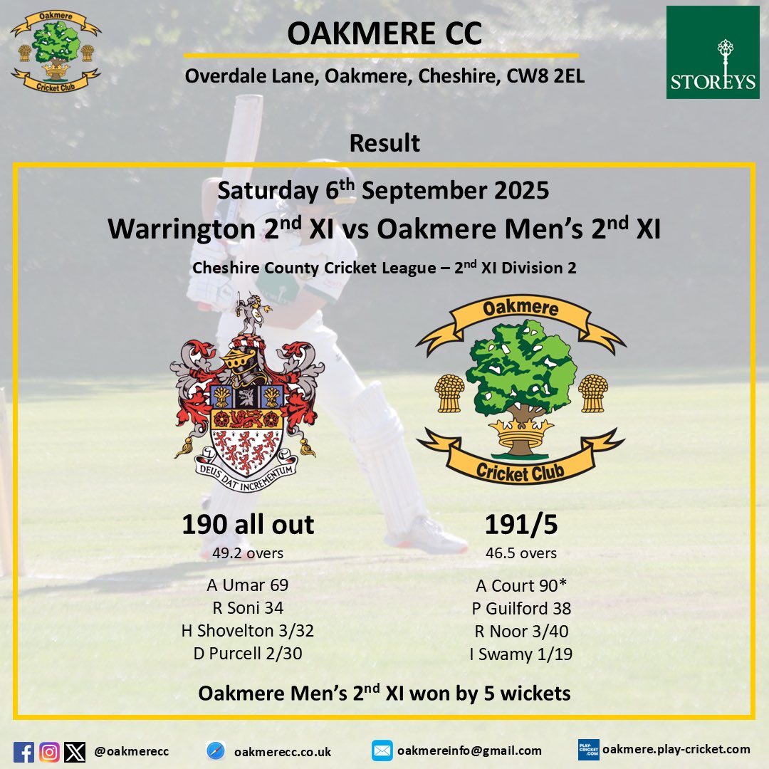 Oakmere Cricket Club tweet media