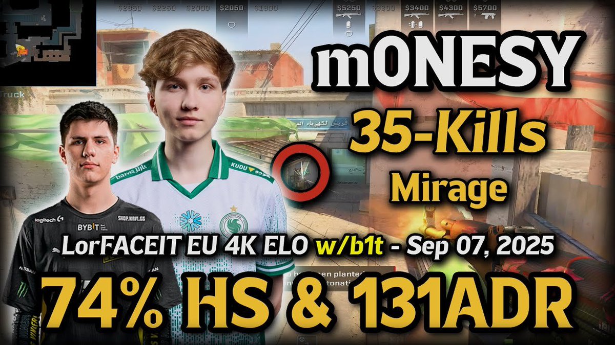 GoGo_CS2's tweet image. m0NESY (35-19) w/b1t on Mirage - 74% HS & 131ADR - FACEIT EU 4K ELO - Sep 07, 2025
youtu.be/ysrex4Qmk-k