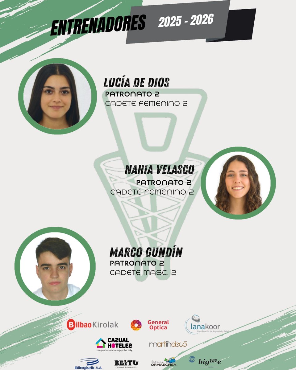 Hauek dira 2025-2026 denboraldirako SD Patronato taldeko entrenatzaileak. Arrakasta handia eta zorte onena denontzat!! Aupa Patro!!💚🖤🤍🏀