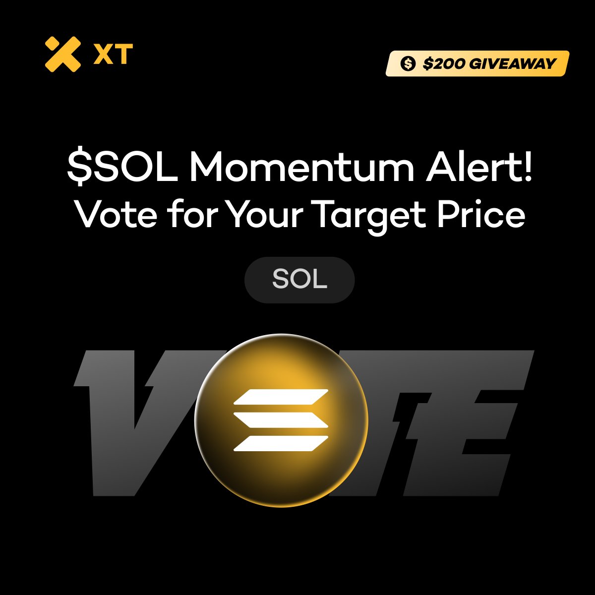🔥 $SOL Momentum Alert! SOL is holding steady above $200! 🚀 💭 What's your target price for SOL?

A. $250
B. $280
C. $300
D. More ATH

📊 How to Participate:
1⃣ Follow + RT + ❤️
2⃣Share your vote with #XT #SOL #Solana #Giveaway
3⃣Register 👉 xt.com/en/accounts/re… and leave