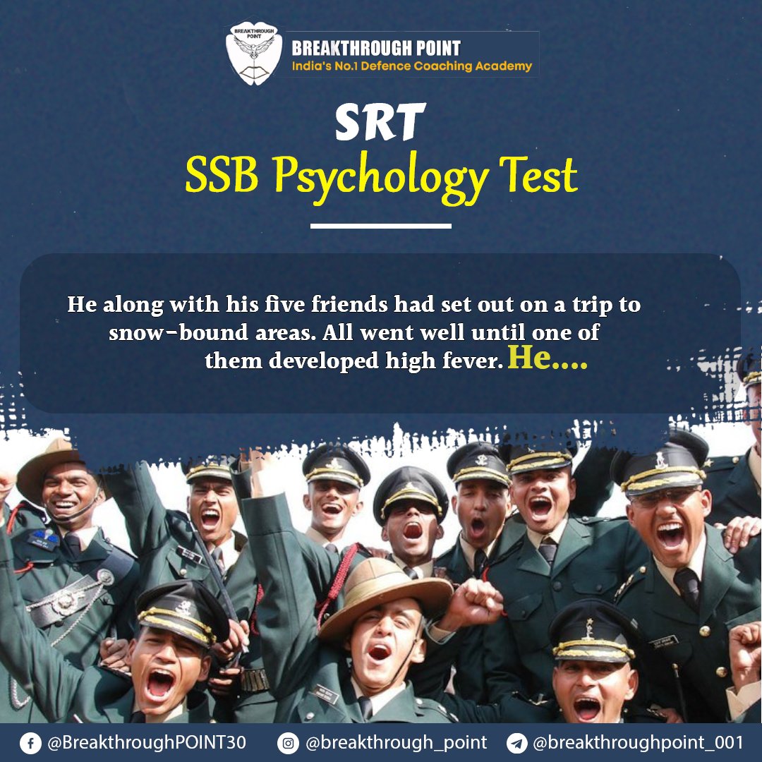 SRT Challenge! Can you think like an officer &amp; solve it in under 1 min? ⏱️Practical > Perfect .  
.
Your SSB journey starts now! 📷
breakthroughpoint.co.in/enquiry
.
#SRT #NDA #CDS #AFCAT #FutureOfficers