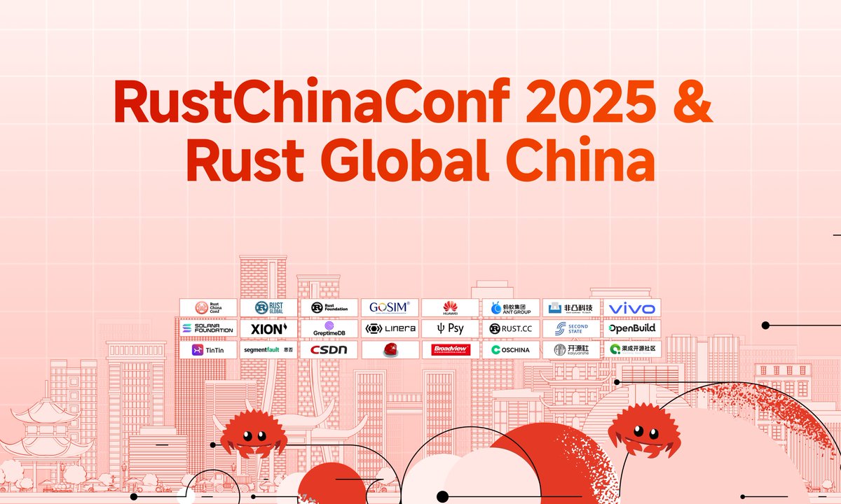 TinTinLand_ZH's tweet image. ⚡️ #RustChinaConf 2025 明天就要开幕啦！

首次 #RustGlobal 落地中国 · Rust × AI 技术盛宴，全球开发者齐聚杭州！

📅 时间：9 月 13 - 9 月 14 日
📌 地点：杭州 · 白金汉爵大酒店

🎟️ 门票：hangzhou2025.gosim.org/tickets/
🌐 官网：rustcc.cn/2025conf/

Rust 十周年庆典 + 全球 Rustaceans…