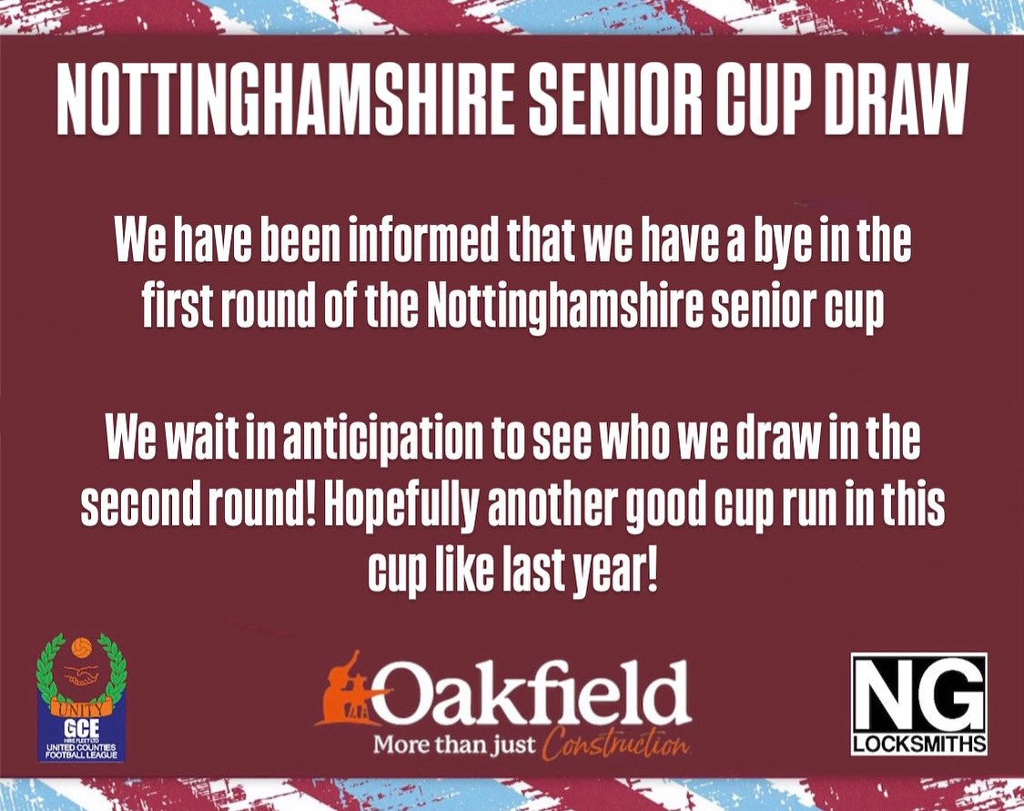RadfordFC64's tweet image. 🏆 NOTTINGHAMSHIRE SENIOR CUP DRAW 🏆