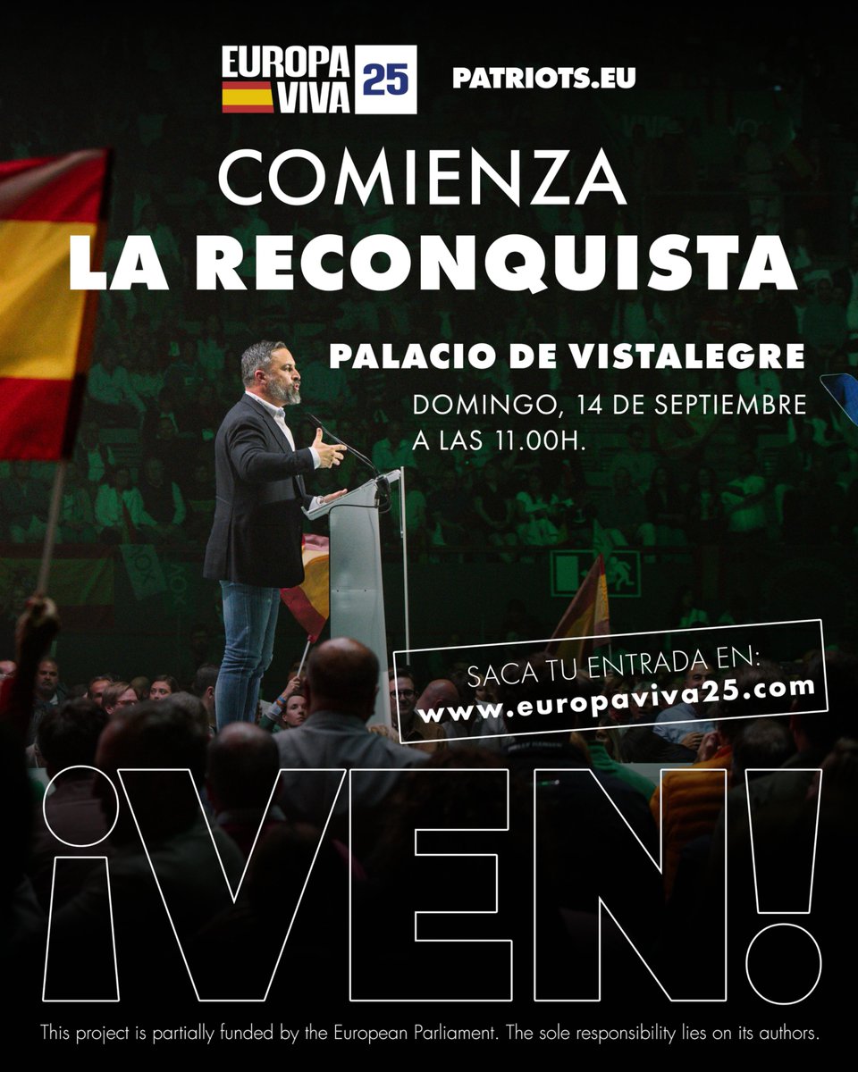 vox_es's tweet photo. ¡COMIENZA LA RECONQUISTA!  

¡VEN A VISTALEGRE! https://t.co/EUw8eMLuV4