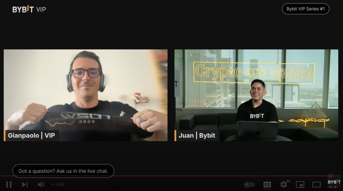 Look at our VIP Gianpaolo, proudly rocking the #WSOT2025 merch 😎

He says one of the best parts of being VIP is getting fun perks and exclusive gifts!

🔥 Watch the stream to hear his crypto journey and insights 👇