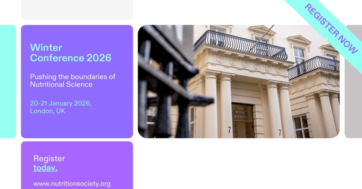 Registration is now open for the Nutrition Society Winter Conference 2026! #NSWinter26
This year, we’re exploring 'Pushing the boundaries of Nutritional Science', join leading researchers, practitioners and industry experts for two days.
🔗 Register now: bit.ly/3VejZx3