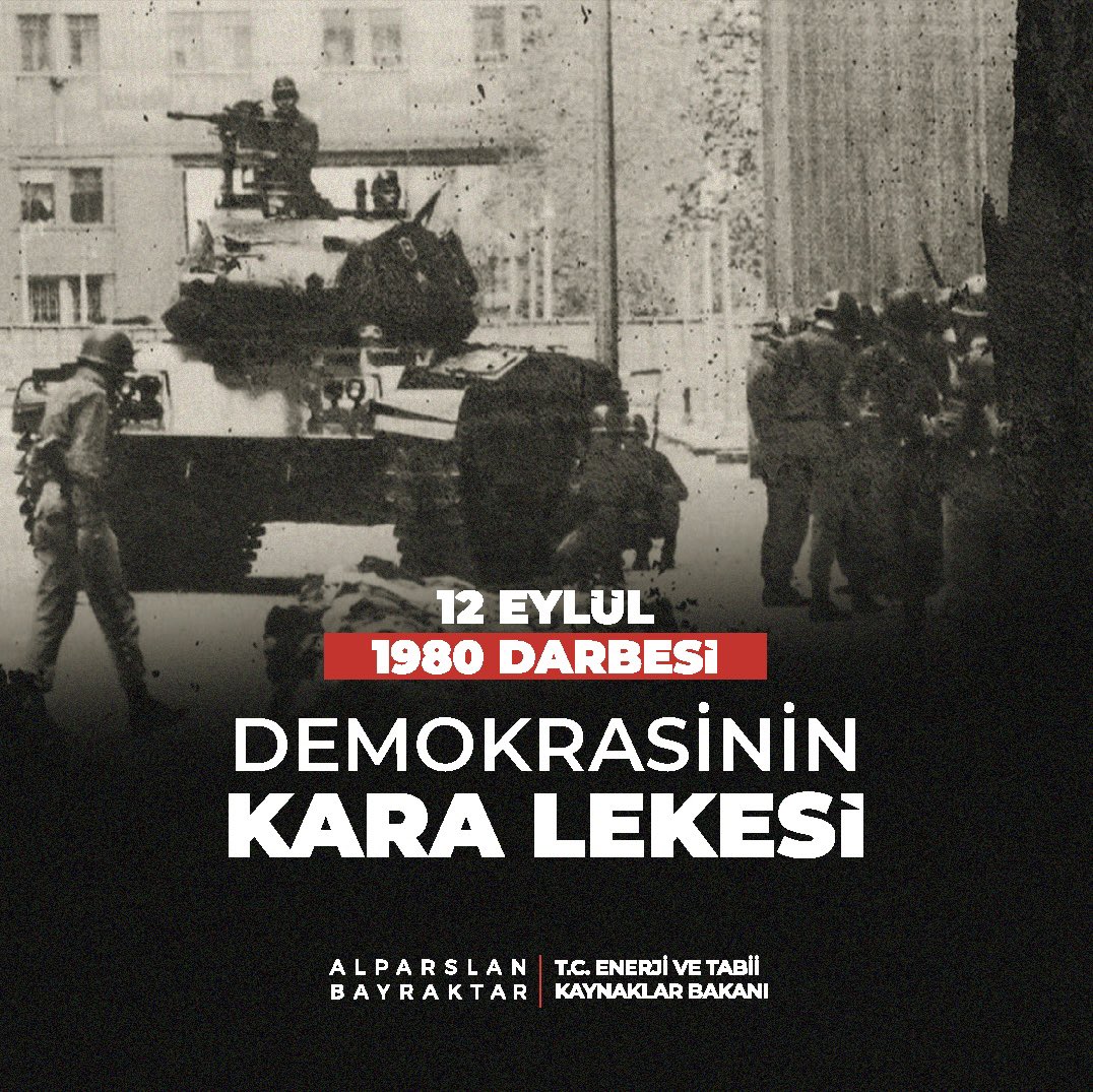 12 Eylül 1980 askeri darbesi, demokrasimizde derin yaralar açmış, toplumsal ve siyasal hayatımıza ağır bedeller ödetmiş, ülkemize büyük kayıplar yaşatmıştır. Aradan geçen 45 yıla rağmen bu karanlık günleri unutmadık, unutmayacağız.

Bugün bu acı tecrübelerden aldığımız dersle