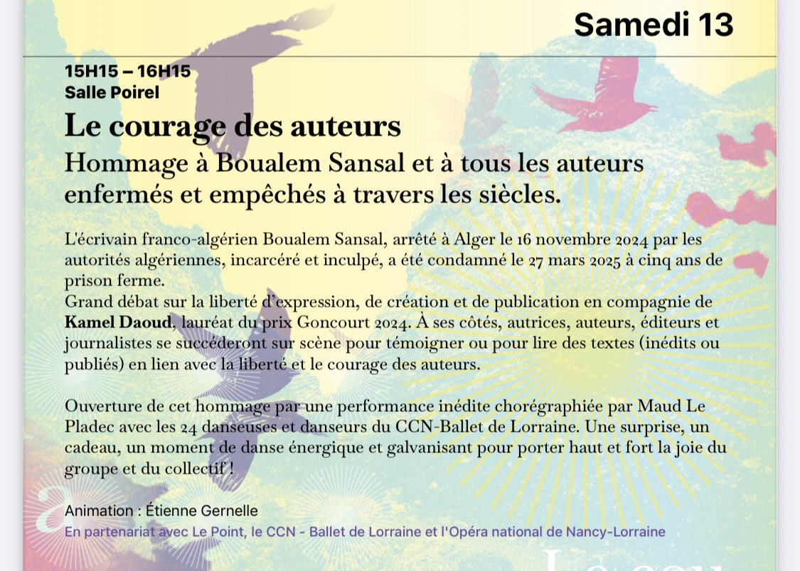 300 jours de détention pour Boualem Sansal, 300 jours de trop.
#avecboualemsansal plus que jamais.
Et demain, un hommage sera rendu à l’écrivain franco-algérien à Nancy au festival #lelivresurlaplace.