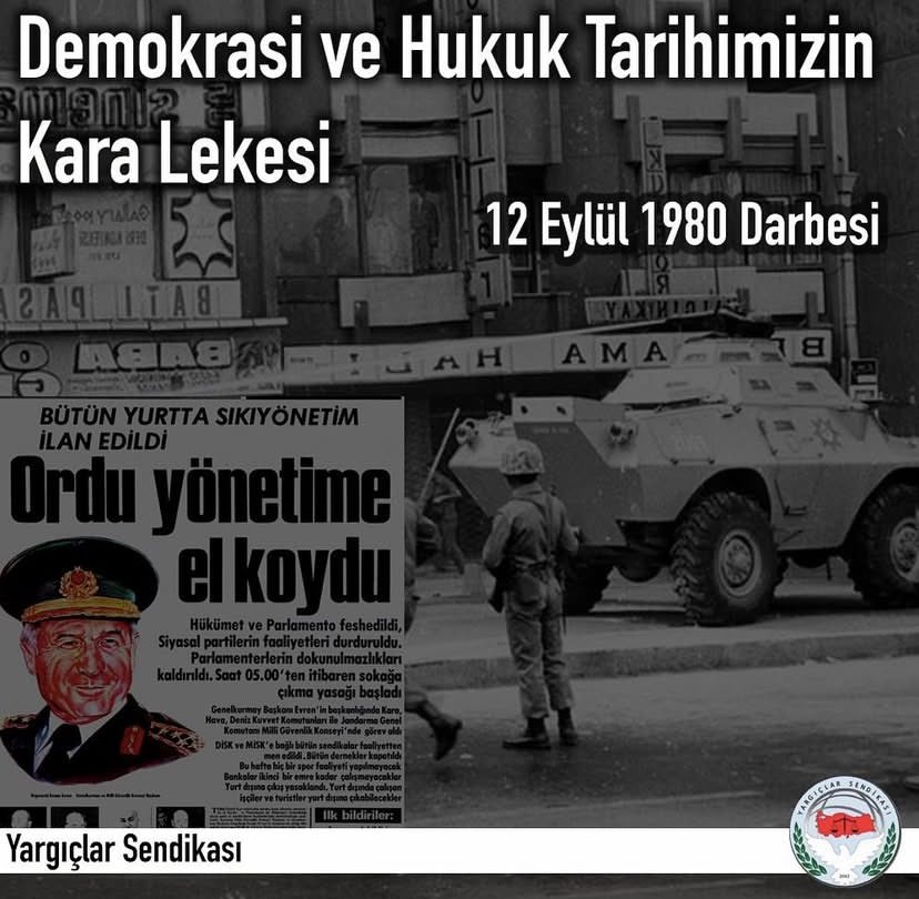 Tam da bağımsız, demokratik ve laik Türkiye Cumhuriyeti için insan hak ve özgürlükleri ile anayasal demokratik hukuk devleti ilkesi için mücadelemizi bir kez daha hatırlamanın günü...

#12eylüldarbesi #12eylül1980 #yargıclarsendikası

<a href="/beyhan1guler/">Beyhan Güler</a> <a href="/ferdademirel69/">ferdademirel69@gmail.com</a> <a href="/demirels69/">Süleyman Demirel</a>
