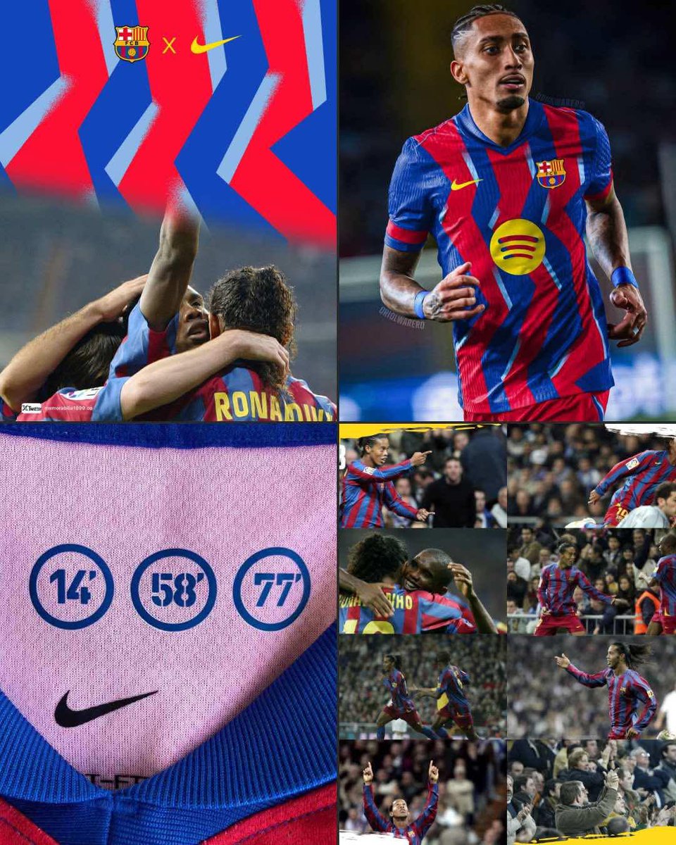 قميص برشلونة الذي سيكون مخصص لكلاسيكو الذهاب هذا الموسم 
سيكون موثق عليه (14،58،77) وهي اوقات اهداف برشلونة الثلاثة في مرمى الريال في البرنابيو حينها سميت بـ (ليلة رونالدينهو) بعد تألقه وقفت جماهير العاصمة جميعها تصفق لأبداع الساحر البرازيلي.

المباراة كانت بتاريخ (19-11-2005) .